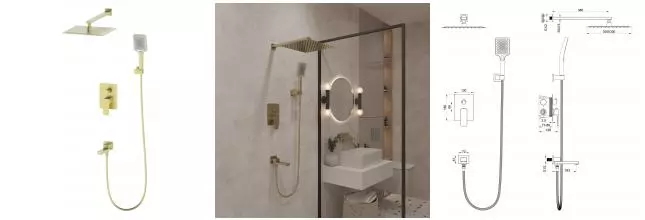 Душевая система «OLIVEEKA» D OL-939003-BG матовое золото