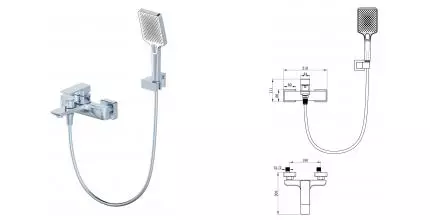Смеситель для ванны с душем «OLIVEEKA» D OL-639003A-CR хром