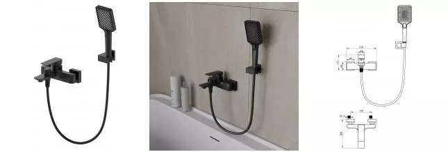 Смеситель для ванны с душем «OLIVEEKA» D OL-639003A-MB чёрный матовый