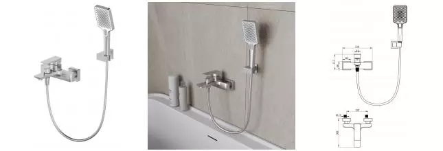 Смеситель для ванны с душем «OLIVEEKA» D OL-639003A-BN матовый никель