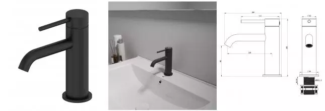 Смеситель для раковины «OLIVEEKA» Y OL-88139017-MB чёрный матовый