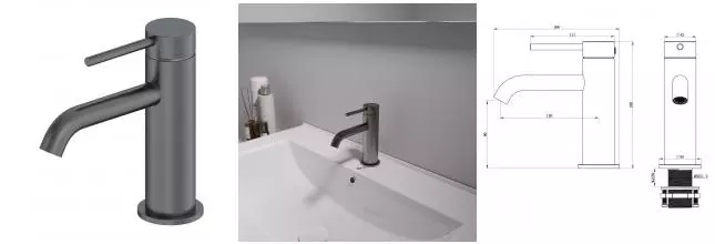 Смеситель для раковины «OLIVEEKA» Y OL-88139017-BGM оружейный метал