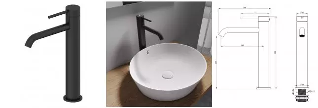 Смеситель для раковины «OLIVEEKA» Y OL-88239017-MB чёрный матовый