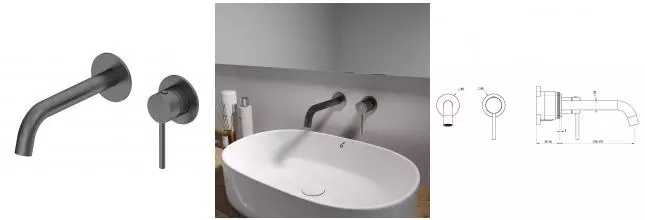 Смеситель для раковины с внутренней частью Oliveeka Y OL-88869017-BGM, оружейный металл OL-88869017-BGM · Y, OLIVEEKA, OL-88869017-BGM