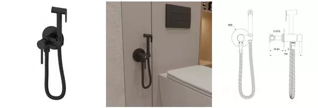 Смеситель с гигиеническим душем «OLIVEEKA» Y OL-829902-MB чёрный матовый