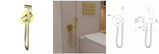 Смеситель с гигиеническим душем «OLIVEEKA» Y OL-829909-BG с термостатом матовое золото