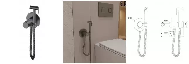 Смеситель с гигиеническим душем «OLIVEEKA» Y OL-829909-BGM с термостатом оружейный метал