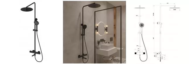 Душевая система «OLIVEEKA» Y OL-739902-MB чёрная матовая