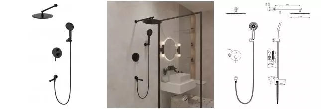 Душевая система «OLIVEEKA» Y OL-939017-MB чёрная матовая