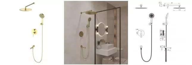 Душевая система «OLIVEEKA» Y OL-939017-BG матовое золото