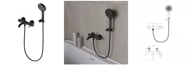 Смеситель для ванны с душем «OLIVEEKA» Y OL-639017-MB чёрный матовый