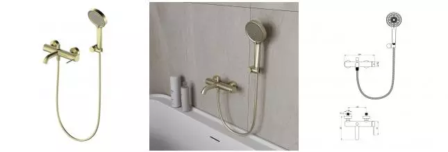 Смеситель для ванны с душем «OLIVEEKA» Y OL-639017-BG матовое золото