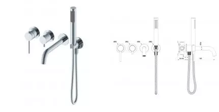 Смеситель для ванны с душем «OLIVEEKA» Y OL-889017-CR хром