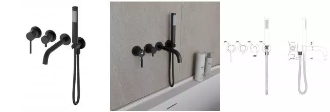 Смеситель для ванны с душем «OLIVEEKA» Y OL-889017-MB чёрный матовый