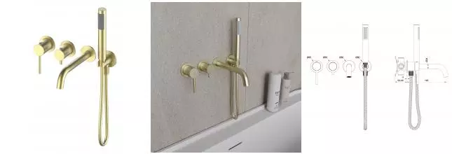 Смеситель для ванны с душем «OLIVEEKA» Y OL-889017-BG матовое золото