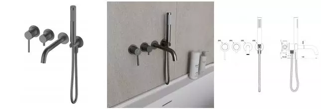 Смеситель для ванны с душем «OLIVEEKA» Y OL-889017-BGM оружейный метал