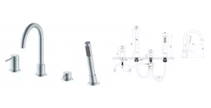 Смеситель на борт ванны «OLIVEEKA» Y OL-669017-CR хром