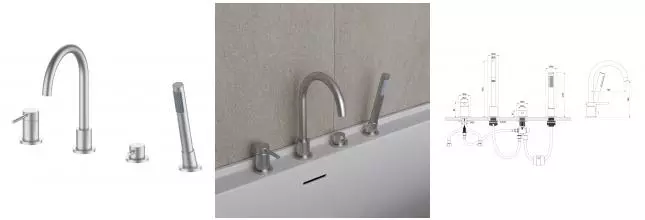 Смеситель на борт ванны «OLIVEEKA» Y OL-669017-BN матовый никель