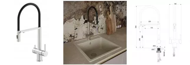 Смеситель для кухни с подключением к фильтру «OLIVEEKA» K OL-458009-BN матовый никель