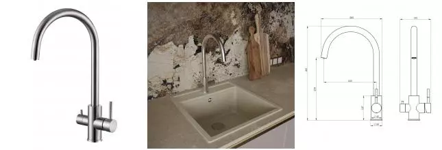 Смеситель для кухни с подключением к фильтру «OLIVEEKA» KS OL-458022-BN матовый никель