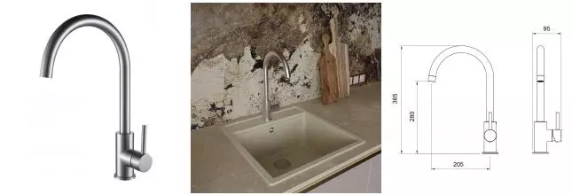 Смеситель для кухонной мойки «OLIVEEKA» KS OL-963002-BN матовый никель