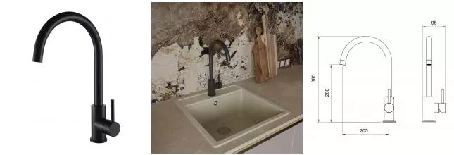 Смеситель для кухонной мойки «OLIVEEKA» KS OL-963002-MB чёрный матовый