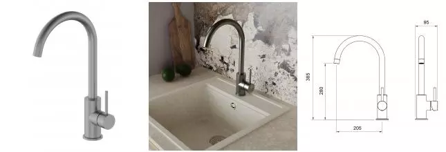 Смеситель для кухонной мойки «OLIVEEKA» KS OL-963002-BGM оружейный метал