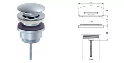Донный клапан для раковины «OLIVEEKA» OL-SS07-CR с механизмом Клик-Клак хром