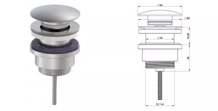 Донный клапан для раковины «OLIVEEKA» OL-SS07-BN с механизмом Клик-Клак никель матовый