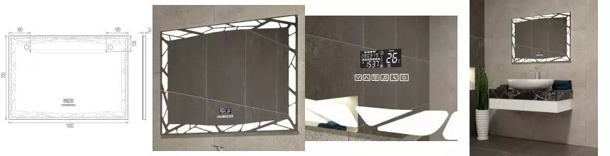 Зеркало «Vigo» Melissa Media Grey 100/70 с сенсорным выключателем с часами с Bluetooth с подсветкой и подогревом