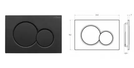Кнопка смыва «Cezares» STYLUS-BTN-NOP полимер чёрная матовая