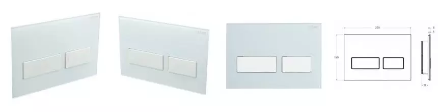 Кнопка смыва «Cezares» LUX-GB-2-BIO пластик, стекло белая Кнопка смыва «Cezares» LUX-GB-2-BIO пластик, стекло белая