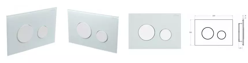 Кнопка смыва «Cezares» LUX-GB-BIO-C пластик, стекло белая Кнопка смыва «Cezares» LUX-GB-BIO-C пластик, стекло белая