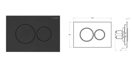 Кнопка смыва пневматическая «Cezares» PN1-BTN-NOP полимер чёрная матовая