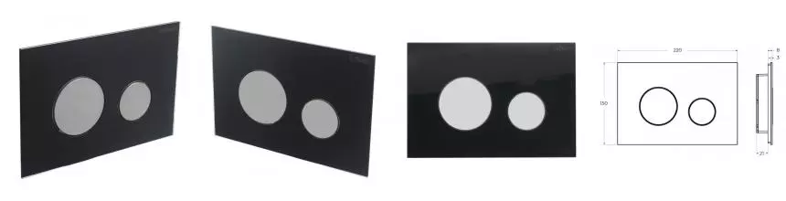 Кнопка смыва «Cezares» LUX-GN-01-C пластик, стекло чёрная/хром Кнопка смыва «Cezares» LUX-GN-01-C пластик, стекло чёрная/хром