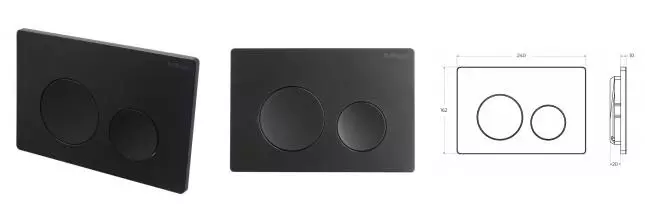 Кнопка смыва «Belbagno» BB-03C-NERO.M пластик чёрная матовая