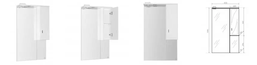 Зеркало с шкафчиком «Style Line» Лана 60 с подсветкой правое Зеркало с шкафчиком «Style Line» Лана 60 с подсветкой правое