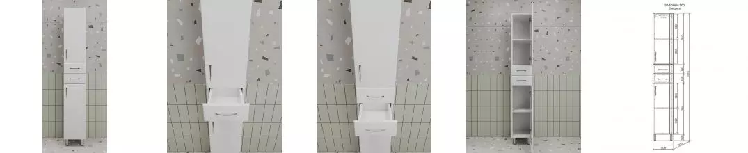 Пенал «Style Line» Стандарт 30 белый правый