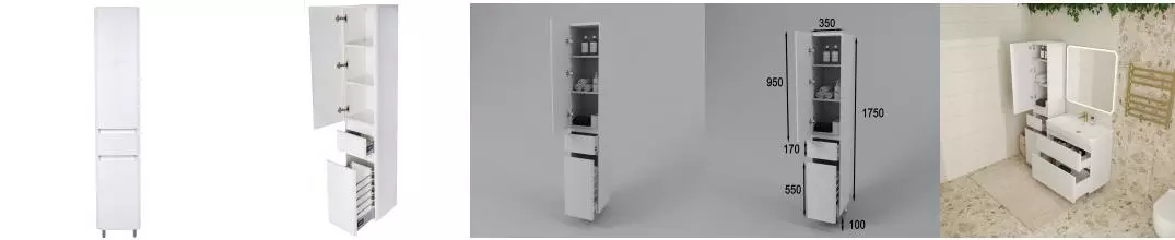 Пенал «Style Line» Атлантика 35 с корзиной белый левый