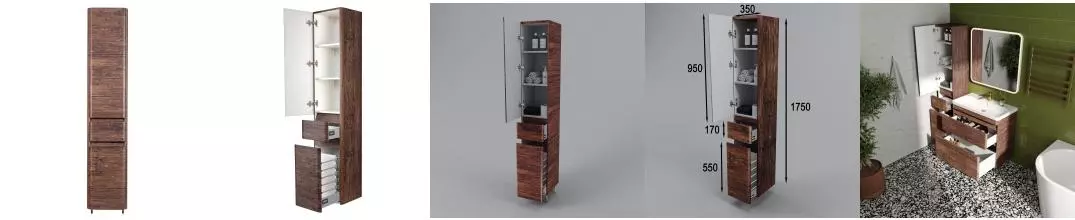 Пенал «Style Line» Атлантика 35 с корзиной старое дерево левый