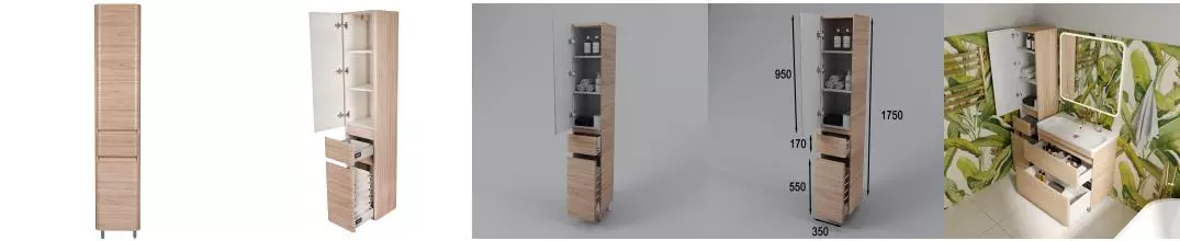 Пенал «Style Line» Атлантика 35 с корзиной ясень перламутр левый