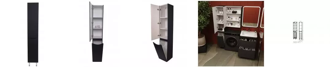 Пенал «Style Line» Бергамо 30 с корзиной чёрный левый Пенал «Style Line» Бергамо 30 с корзиной чёрный левый