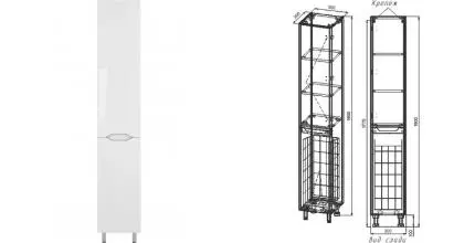 Пенал «Style Line» Марелла 30 с корзиной белый глянцевый левый Пенал «Style Line» Марелла 30 с корзиной белый глянцевый левый