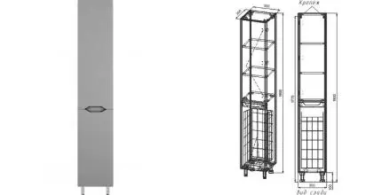 Пенал «Style Line» Марелла 30 с корзиной серый универсальный Пенал «Style Line» Марелла 30 с корзиной серый универсальный