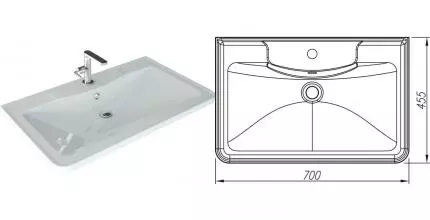 Раковина «Style Line» Атлантик 70 литьевой мрамор белая