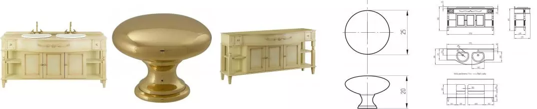 Тумба с раковиной из массива «Migliore» Kantri 168 (58/38 azz) Decape Sabbia столешница Kantri 172 Travertino/ручки золото