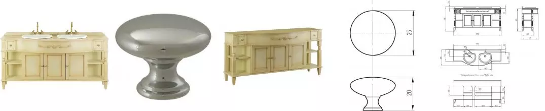 Тумба с раковиной из массива «Migliore» Kantri 168 (58/38 azz) Decape Sabbia столешница Kantri 172 Travertino/ручки хром