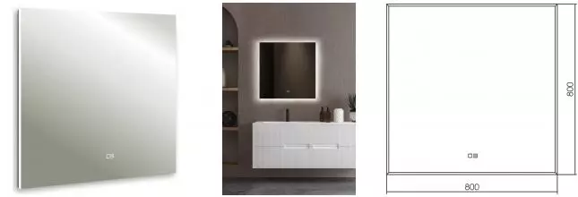 Зеркало «Silver Mirrors» Алмина 80/80 с сенсорным выключателем с подсветкой и подогревом