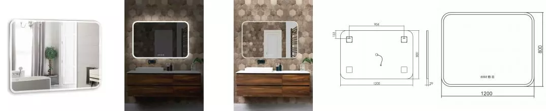 Зеркало «Silver Mirrors» Стив 120/80 с сенсорным выключателем с часами с датчиком присутствия с подсветкой и подогревом