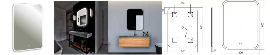 Зеркало «Silver Mirrors» Стив 60/80 с сенсорным выключателем с подсветкой и подогревом